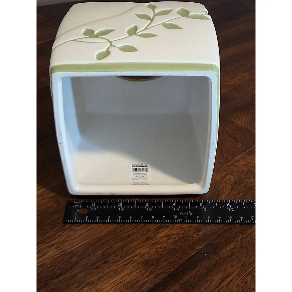 Bed Bath & Beyond Spring Lake Ceramic Bathroom Set Sage Green Leaf 3 Piece